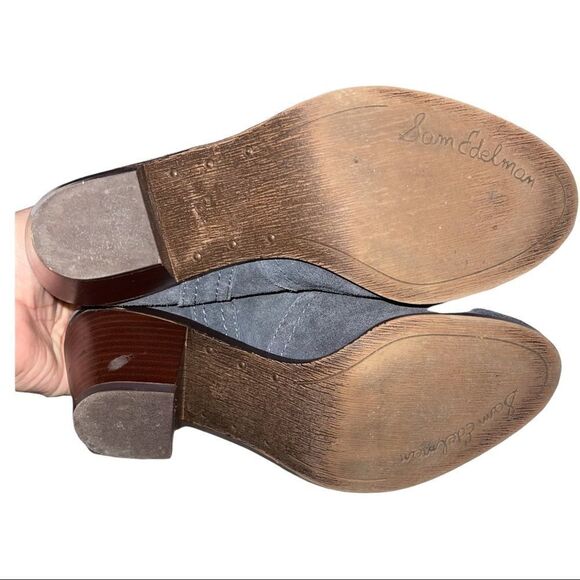 Sam Edelman Blue / Grey Suede Ankle Boots - Picture 7 of 8